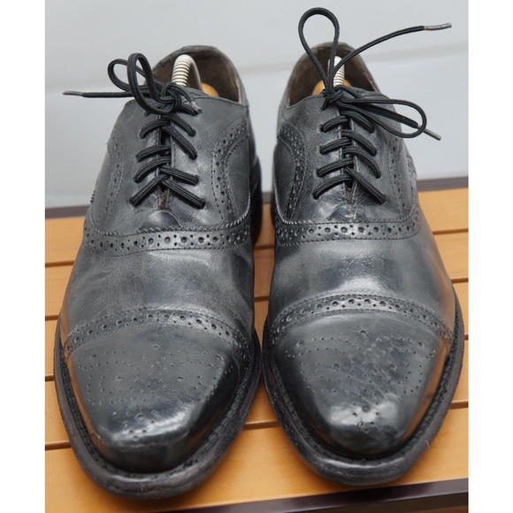 New! FREEBIRD Steven George Black Brogue Leather Oxford Wingtip Shoes Size 10 - Picture 4 of 14